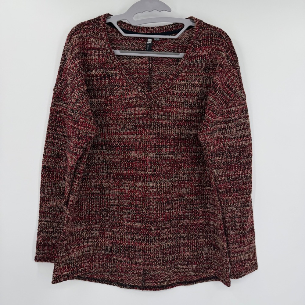 KUT from the Kloth Red Space Dye V-Neck Sweater Elbow Patches KT59901 Mens M - Picture 1 of 9